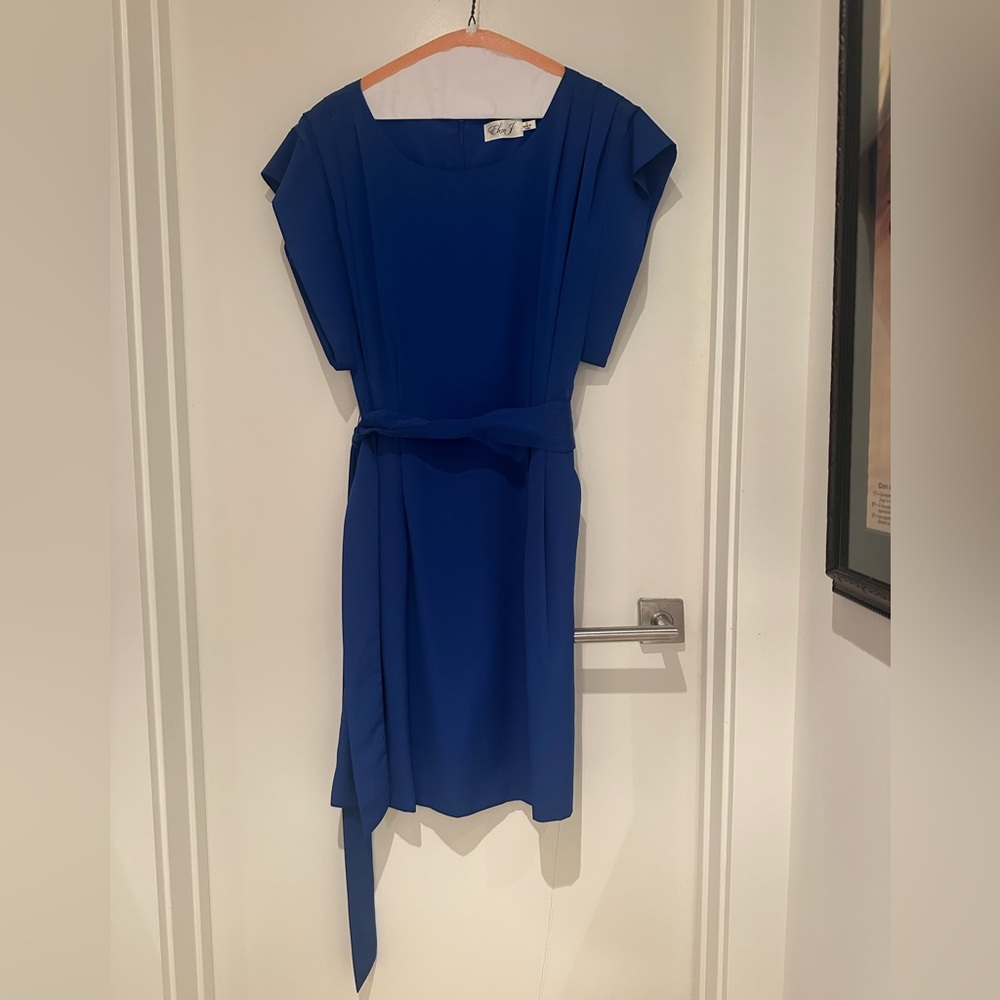 Eliza J Cobalt Blue Drape Sleeve Sash Belt dress - size 8